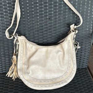 Beige Crossbody Bag with Tassel